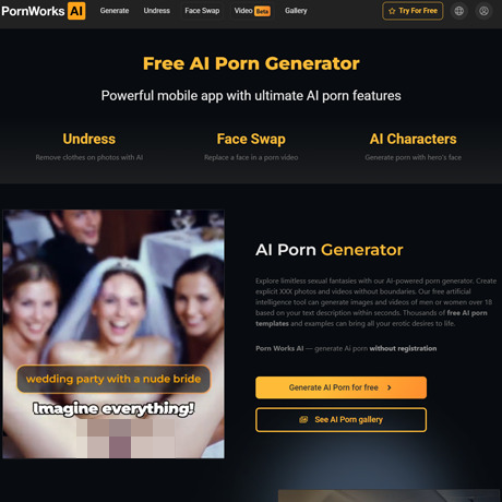 PornWorks - AI Photo Undressing, Face Swap & More