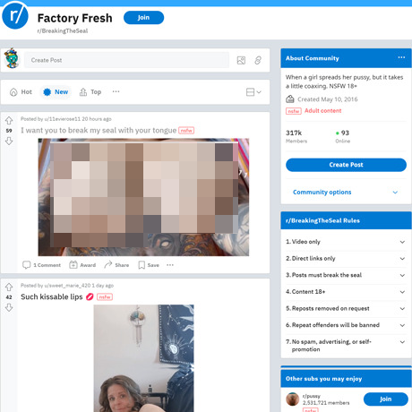 Breaking The Seal – Reddit NSFW Community for Amateur First-Time Porn