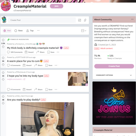 Creampie Material – Reddit's Creampie Porn Community
