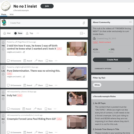 Forced Creampie – Subreddit for Breeding and Dominant Creampie Porn