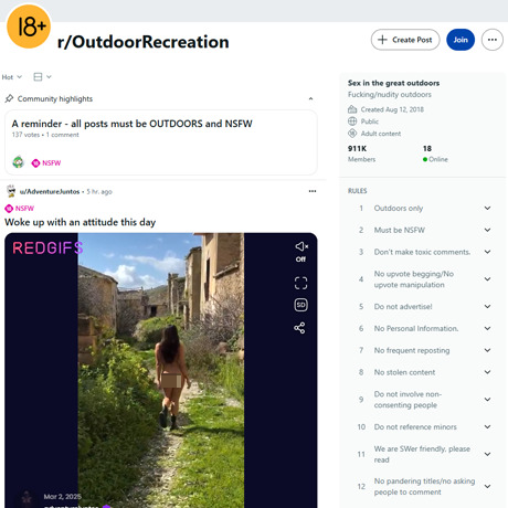 Reddit Outdoor Recreation – Outdoor Exhibitionism and Nude Nature Content
