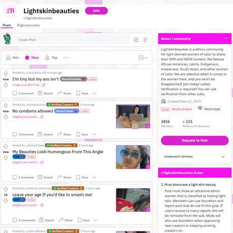 LightskinBeauties – Free NSFW Subreddit for Light-Skinned Models