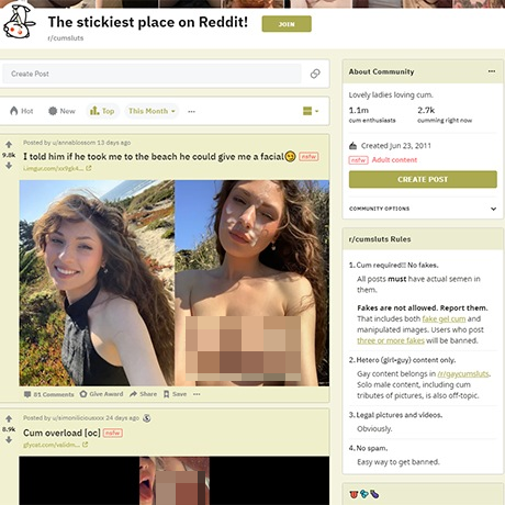 Reddit CumSluts – Popular NSFW Subreddit for Cumshot Enthusiasts