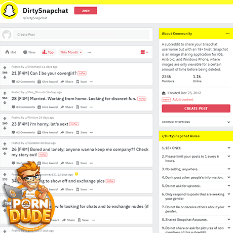 Dirty Snapchat – NSFW Reddit Community for Sexting