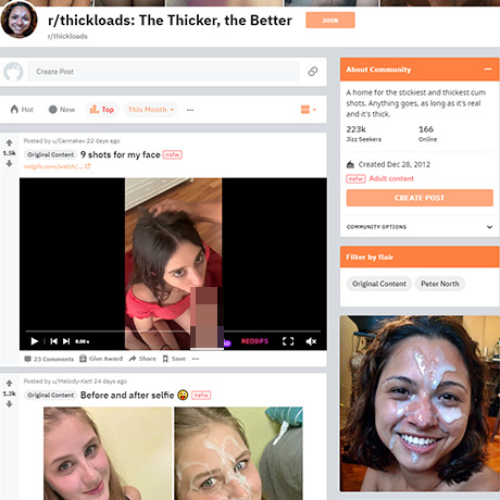 ThickLoads – Find NSFW Subreddits for Cumshot Lovers