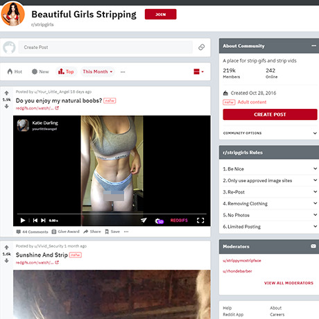 StripGirls – NSFW Subreddit for Amateur Striptease Videos