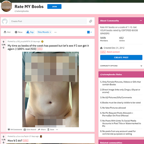 RateMyBoobs – Rate Tits on This Popular NSFW Subreddit