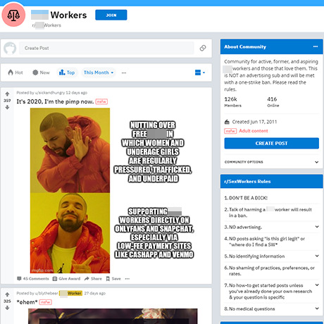 SexWorkers – Reddit Community for Sex Worker Support & Discussions