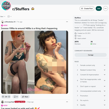 Stuffers – NSFW Subreddit for Feeder Fetish Content