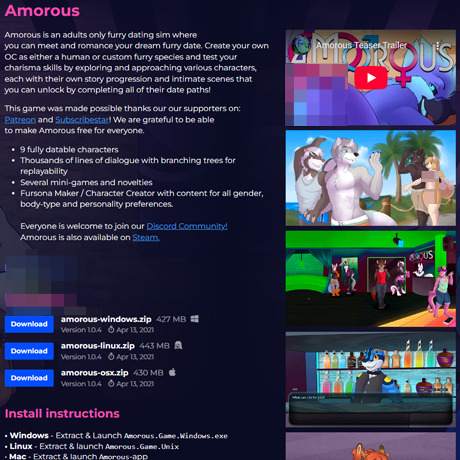 Amorous – Free Furry Visual Novel with Romance & Sex Scenes