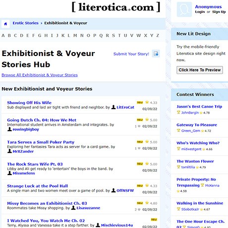 Literotica – Free Voyeur Erotica Stories and Similar Sites