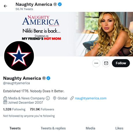 Naughty America – Twitter Account for New Releases and Porn News